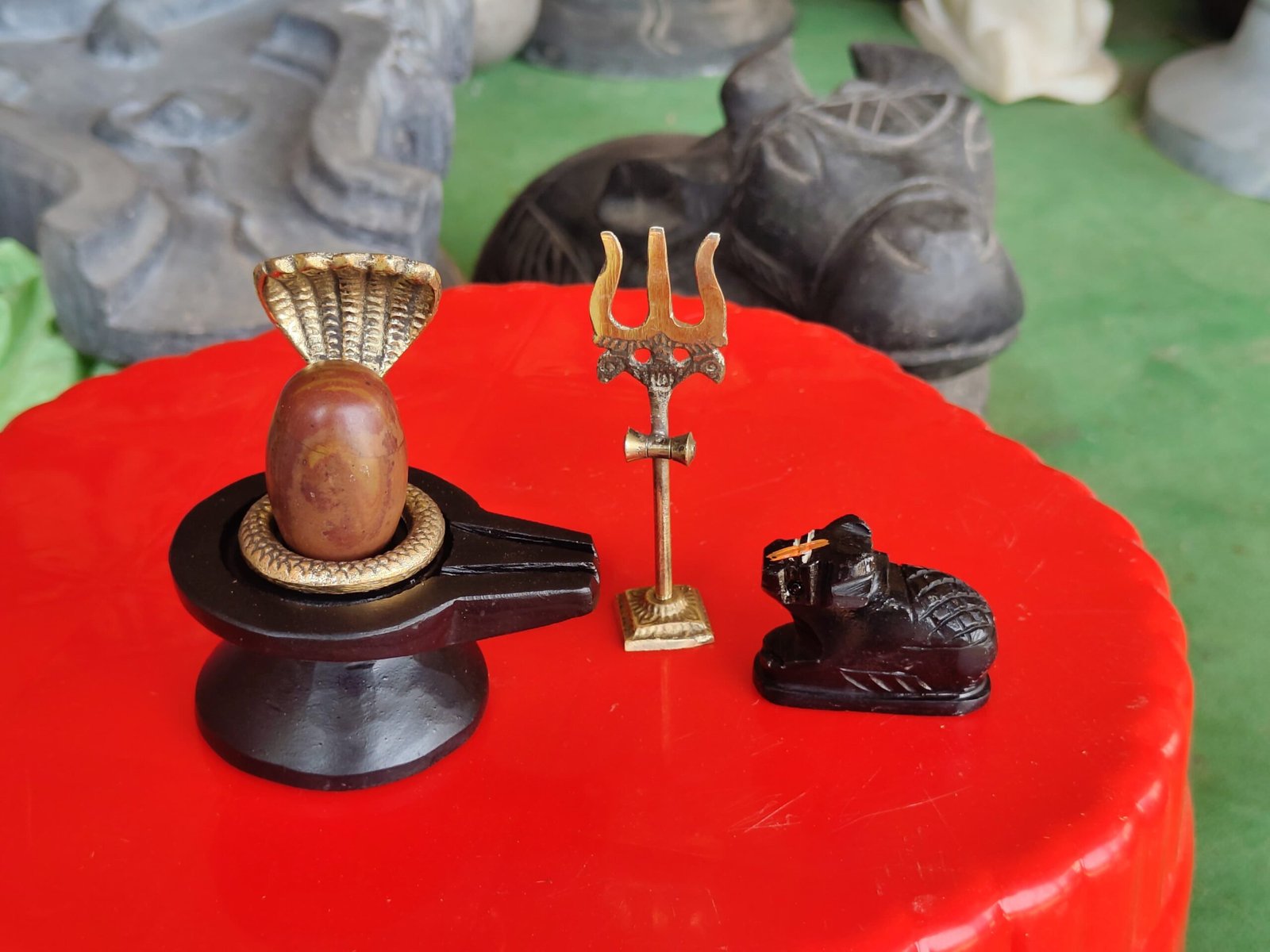 1.5 inch shivling set nag nandi and trishul