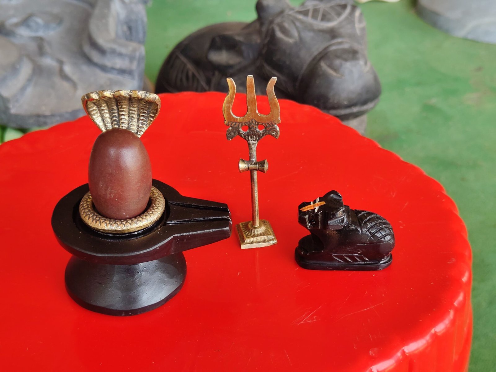 1.5 inch shivling set nag nandi and trishul