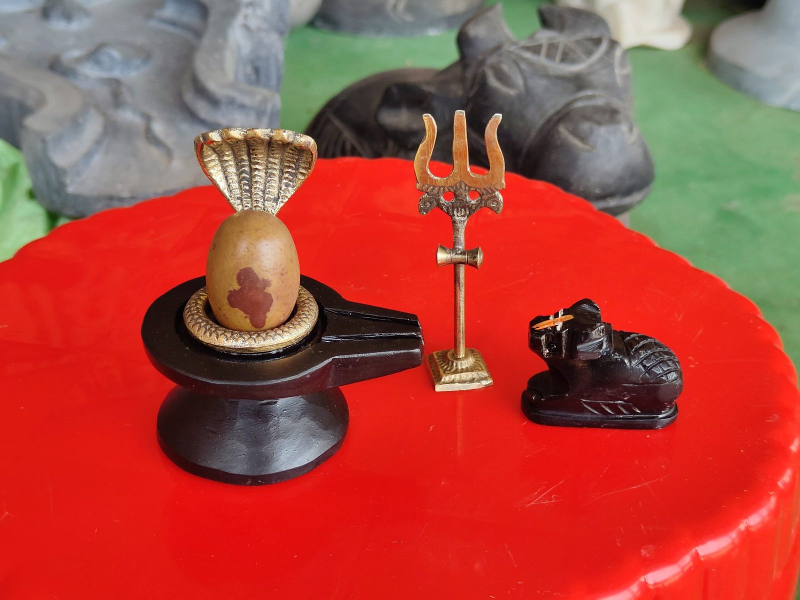 1.5 inch shivling set nag nandi and trishul