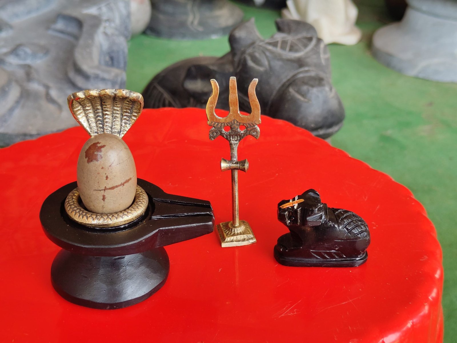 1.5 inch shivling set nag nandi and trishul