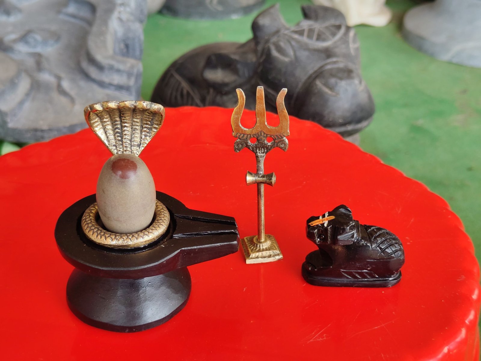 1.5 inch shivling set nag nandi and trishul