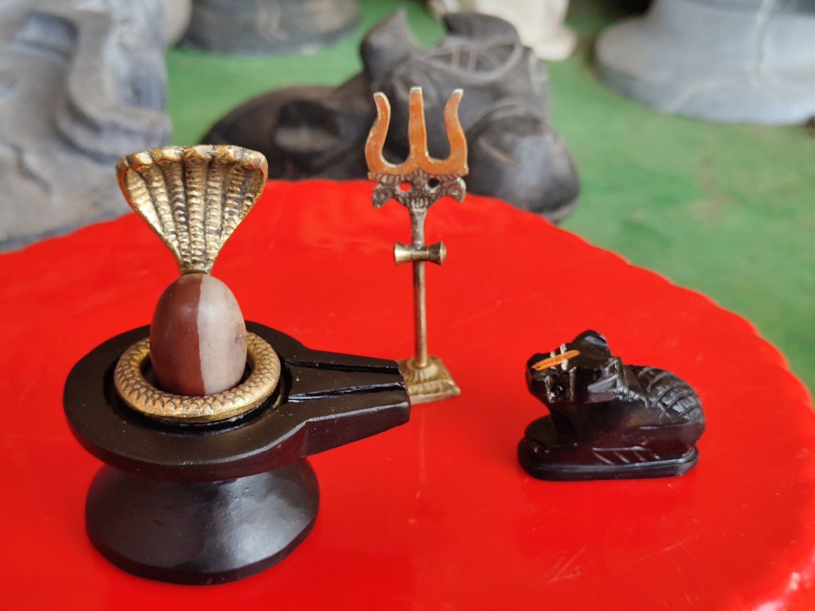 1.5 inch shivling set nag nandi and trishul