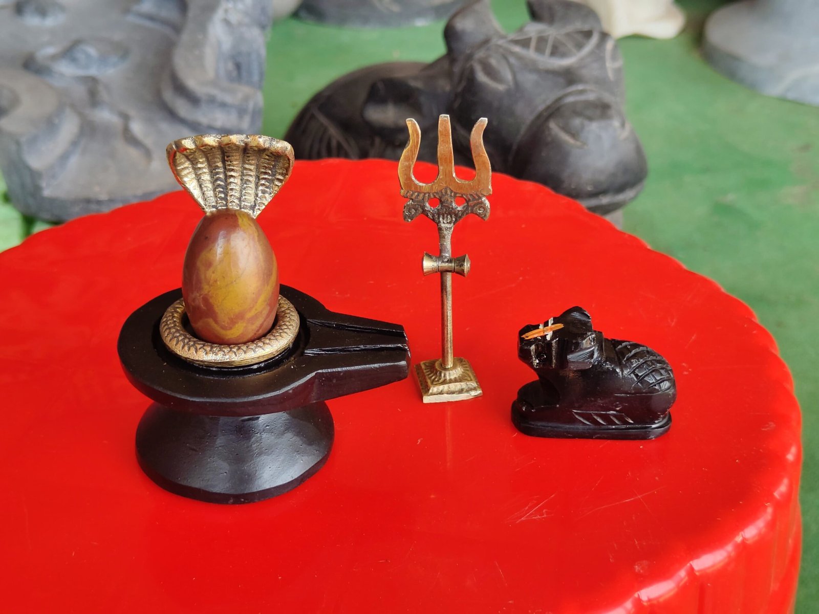 1.5 inch shivling set nag nandi and trishul